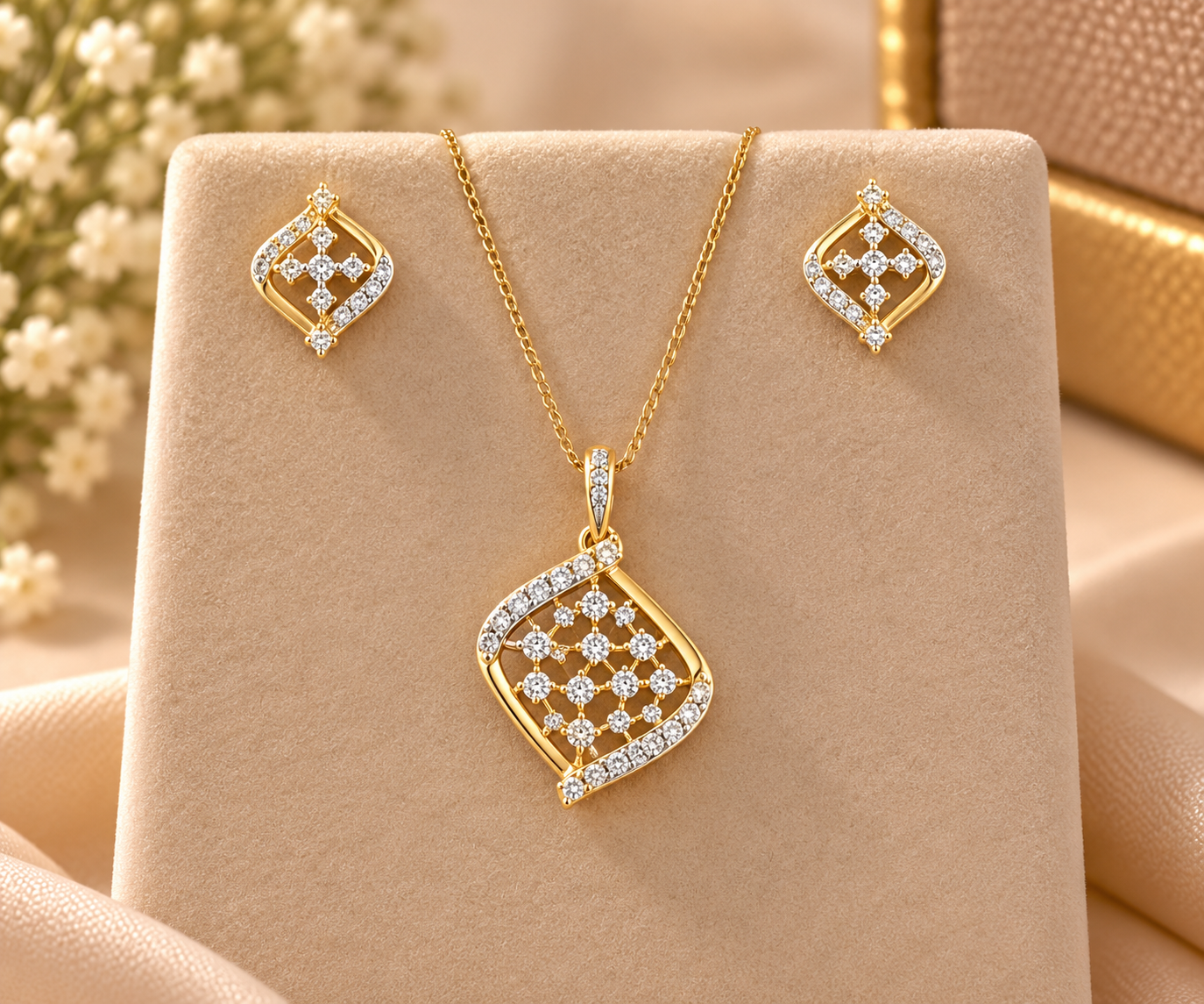 Elegant Gold Diamond Jewelry Set